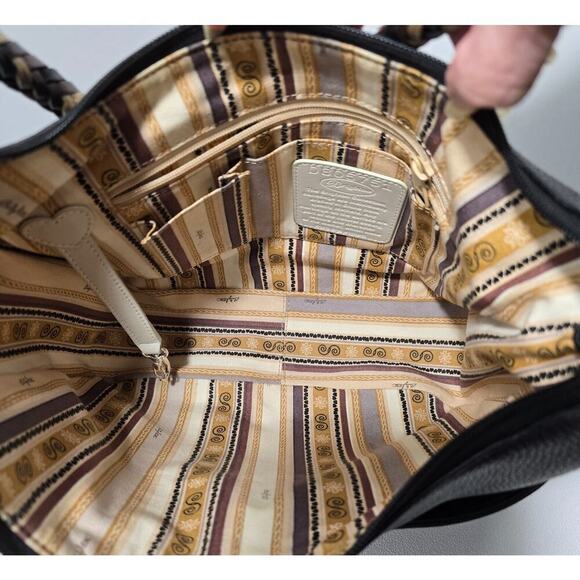 Chic BRIGHTON Barbados Zip Top Hobo Shoulder Bag leather & Braided Strap Black - Picture 14 of 15